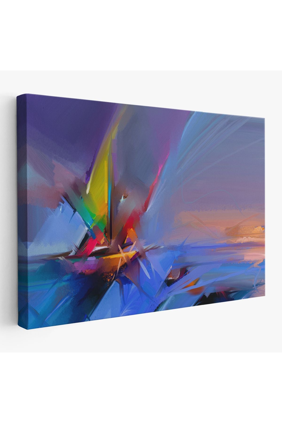 Fırça Darbeli Yelkenli Soyut Yağlıboya Görünüm Kanvas Tablosu-3585