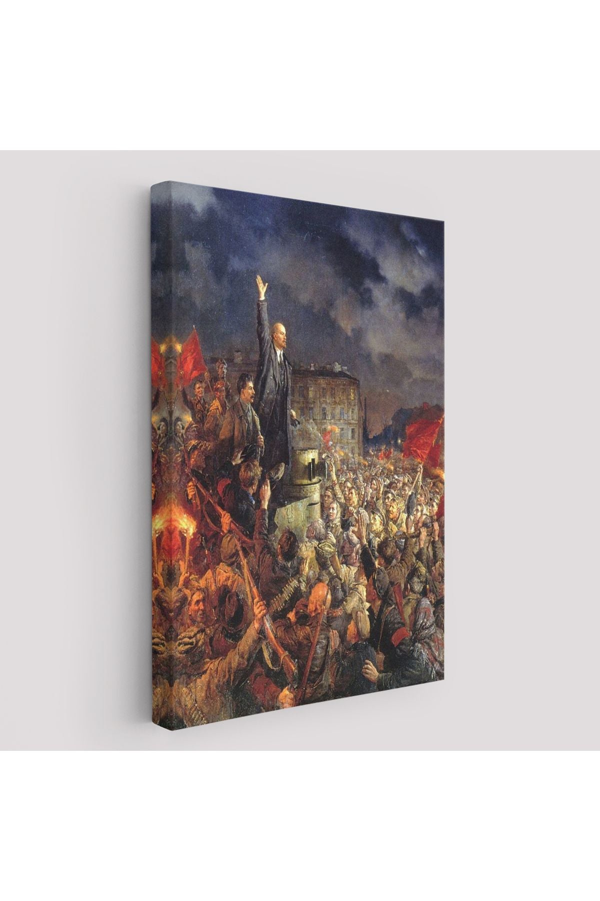 Vladimir Ilyic Lenin ve Josef Stalin Ekim Devrimi Sırasında Duvar Tablosu-6301