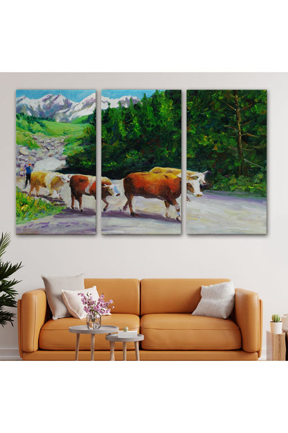 Otlayan Boğa Kanvas Duvar Tablosu-1183