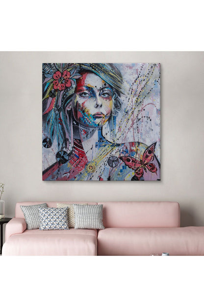Çağdaş Tarz Kız Portresi Yağlıboya Görünüm Dekoratif Kanvas Duvar Tablosu-5829