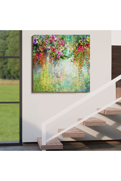 Soyut Çiçekler Suluboya Görünüm Dekoratif Kanvas Duvar Tablosu-5832