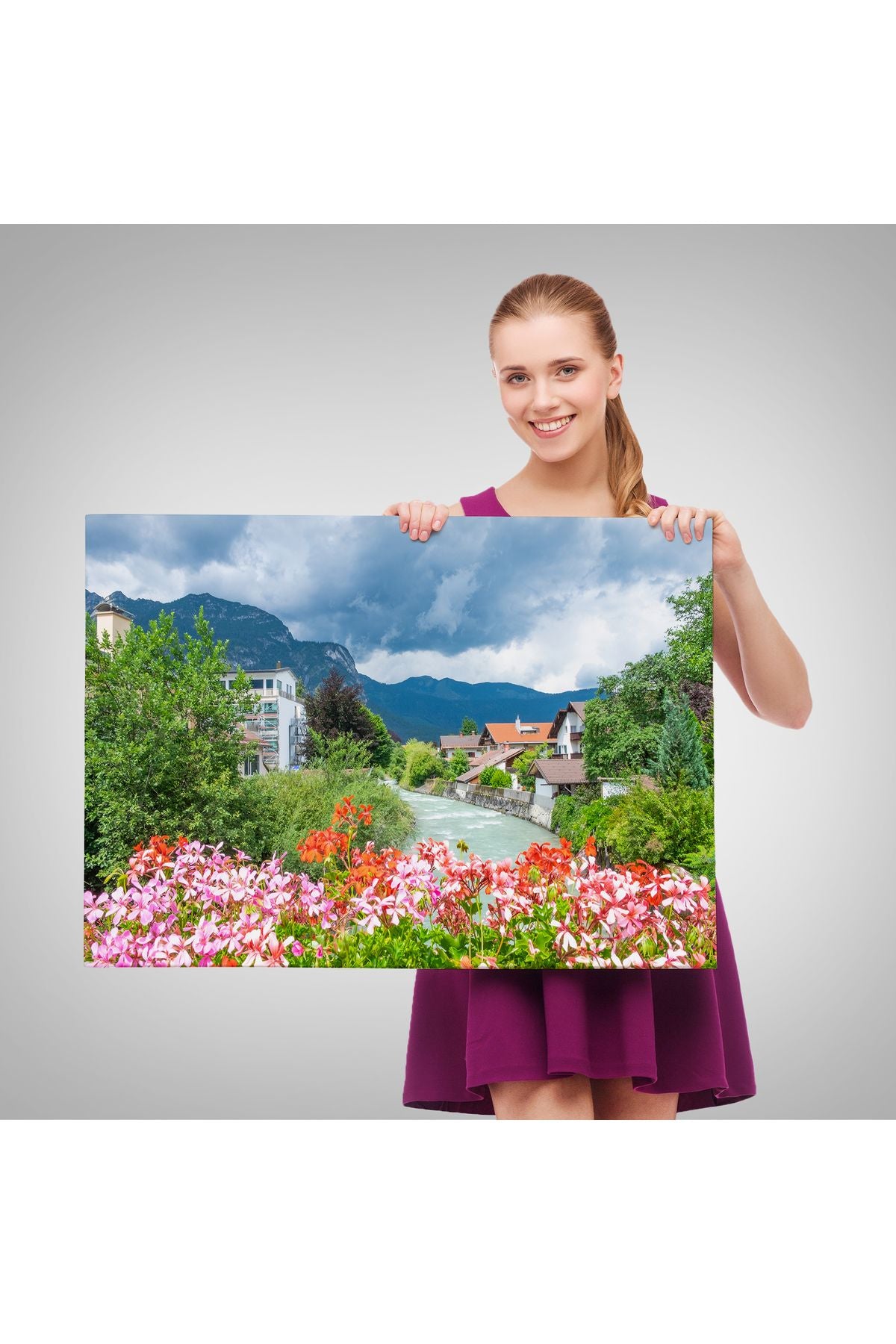 SZ KVS1-Dekoratif Duvar Tablosu-Güzel Bir Nehir Manzarası Almanya Kanvas Tablo 3466