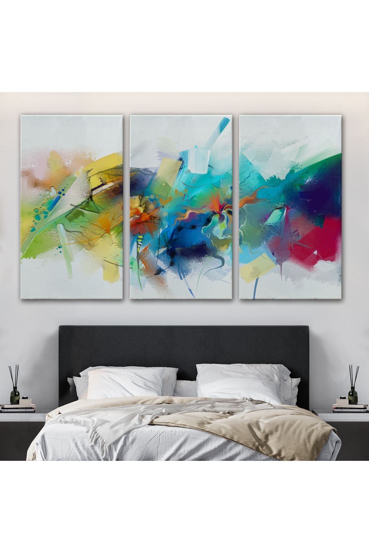 Soyut Fırça Darbeleri İle Yağlıboya Görünüm Dekoratif Kanvas Duvar Tablosu-3561