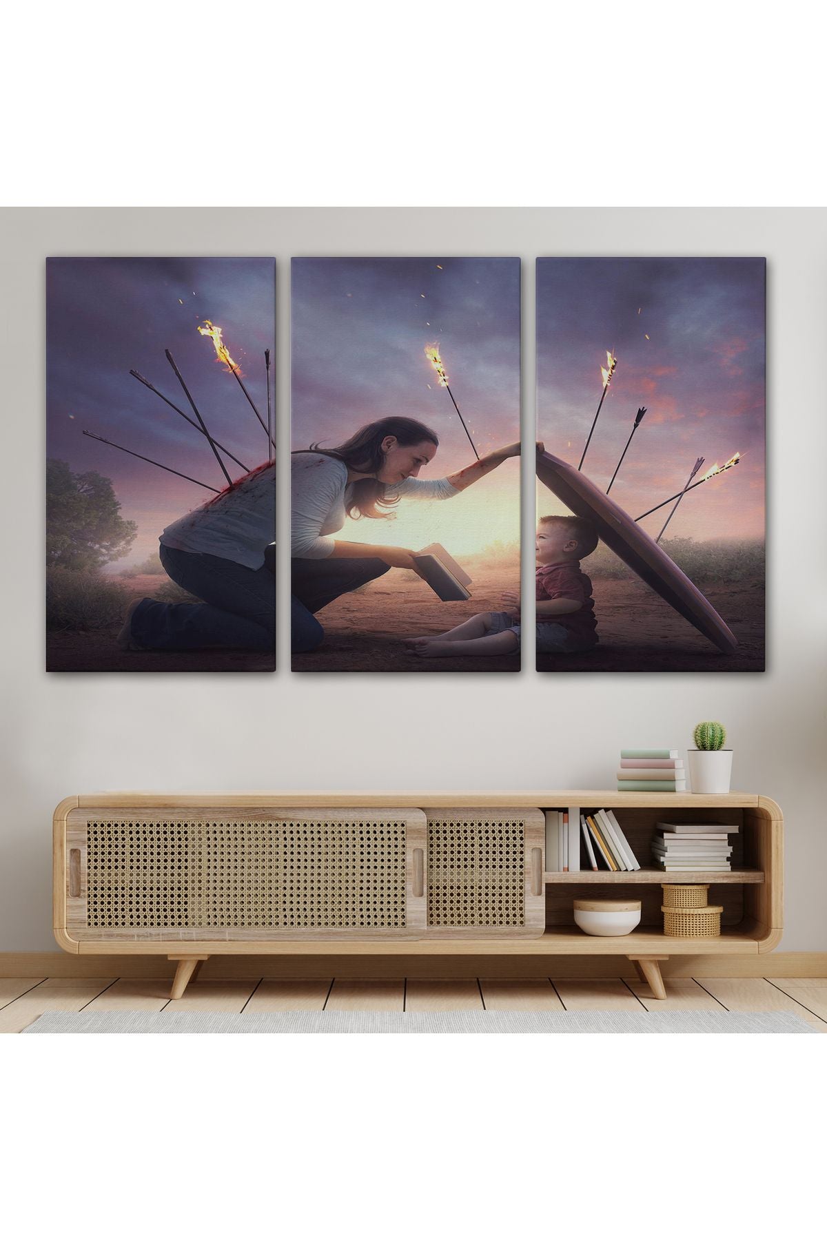 Çocuğunu Bilgi İle Koruyan Anne Kanvas Tablo, Kütüphane Posteri-5411