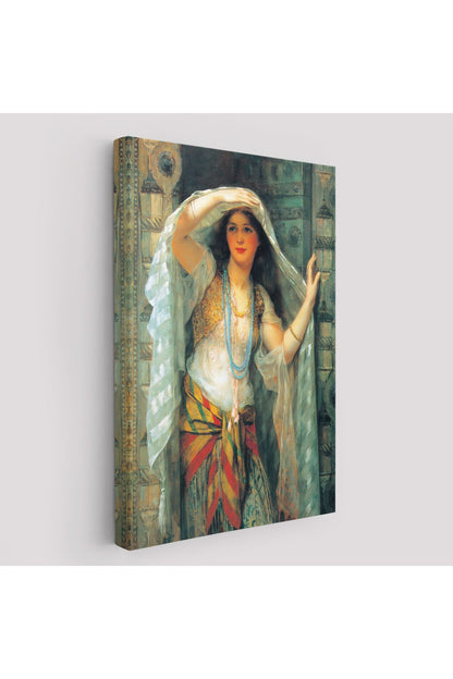 Dekoratif Duvar Tablosu-Kapıdan Bakan Cariye Eseri Arthur Wontner  Kanvas Tablo 6451