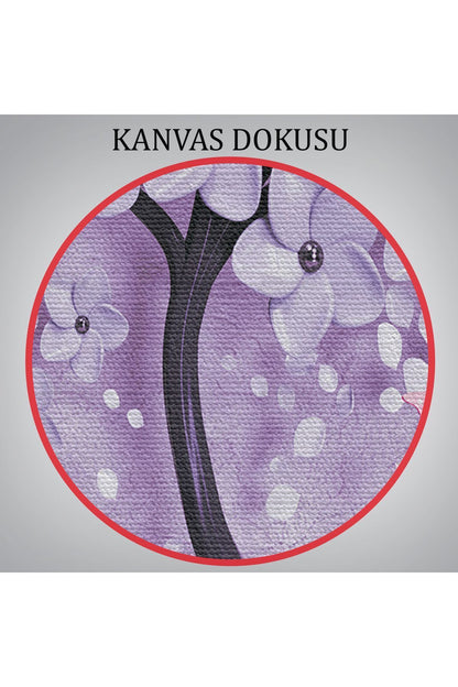 Mavi İnci Çiçekler ve Kelebekler Dekoratif Kanvas Duvar Tablosu-3738