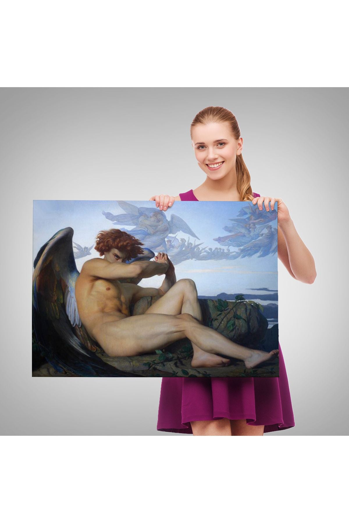 Alexandre Cabanel Fallen Angel's Eyes Kanvas Duvar Sanatı, Klasik Sanat Tablo-5385