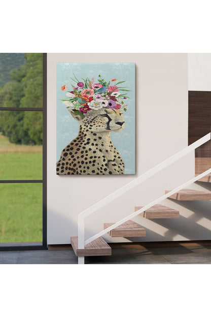 Çiçek Taçlı Kraliçe Çita Kanvas Tablo-6090