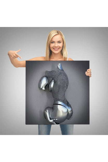 Kanvas Tablo, Gri Ve Gümüş Duvar Dekoru, Aşk Sanatı, 3D Efektli Gümüş İnsan-5349
