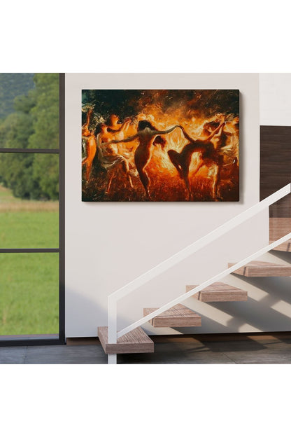 Şabat Ayinin de Ateş Etrafında Dans Eden Kadınlar Tablosu-6568