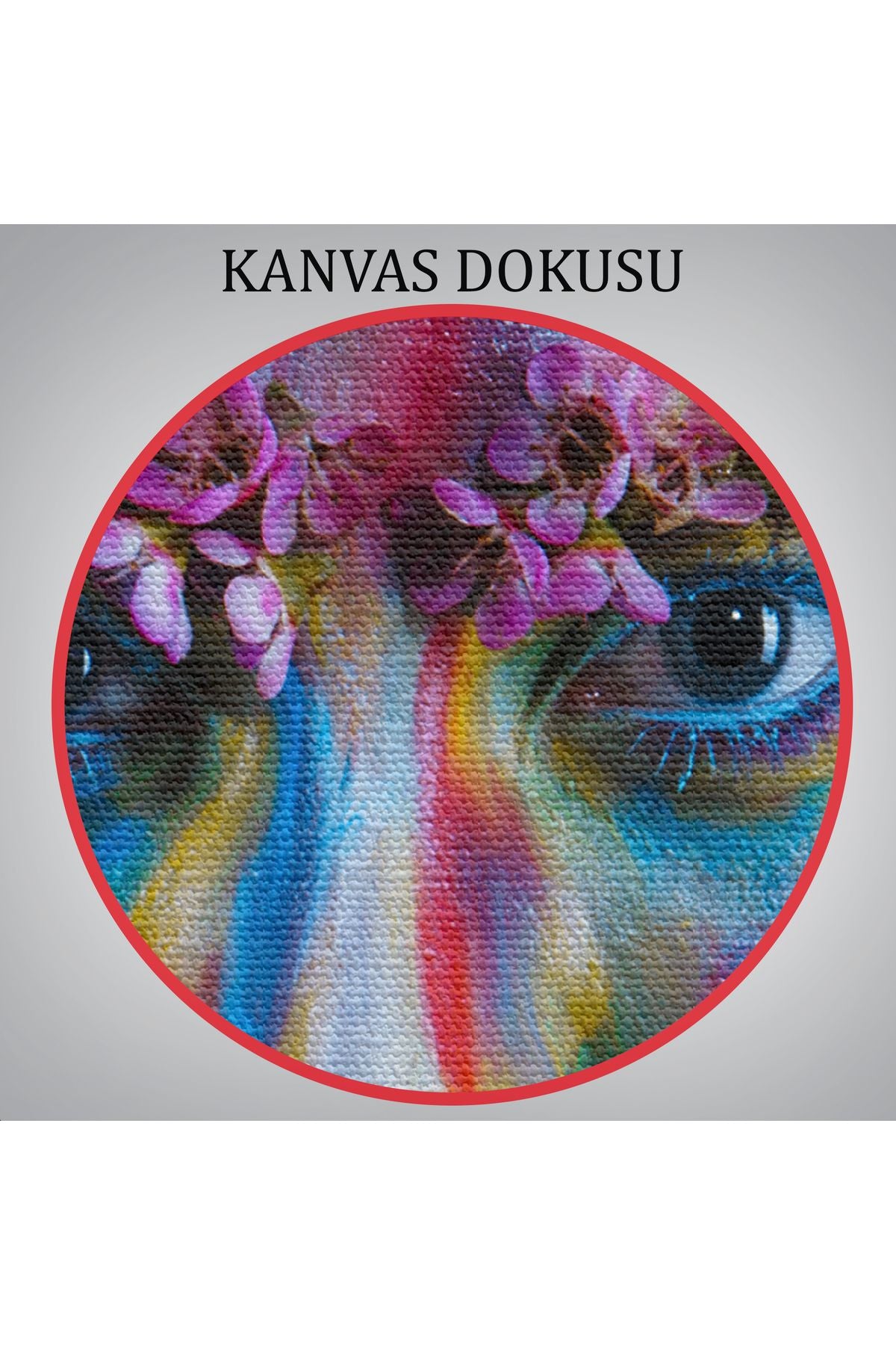 Renkli Çiçek Taçlı Kız Kanvas Tablo-5989