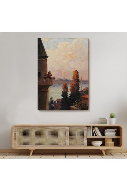 Galata Kulesinde Ezan Okudan Adam Duvar Tablo-6177