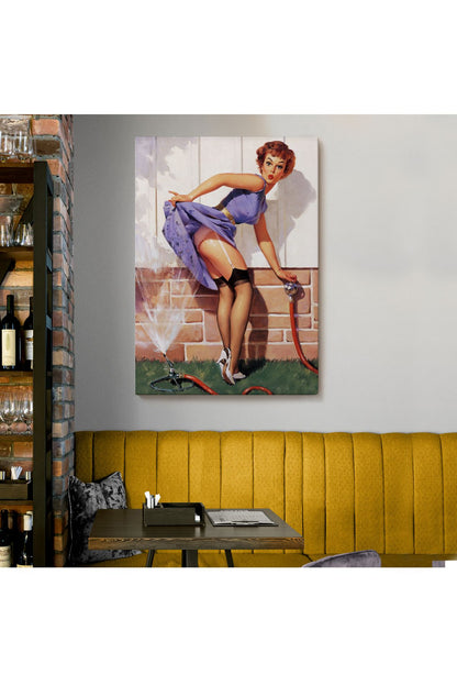 Tshp seri001 Bahçedeki Sexi Kadın Dekoratif Duvar Tablosu-6454