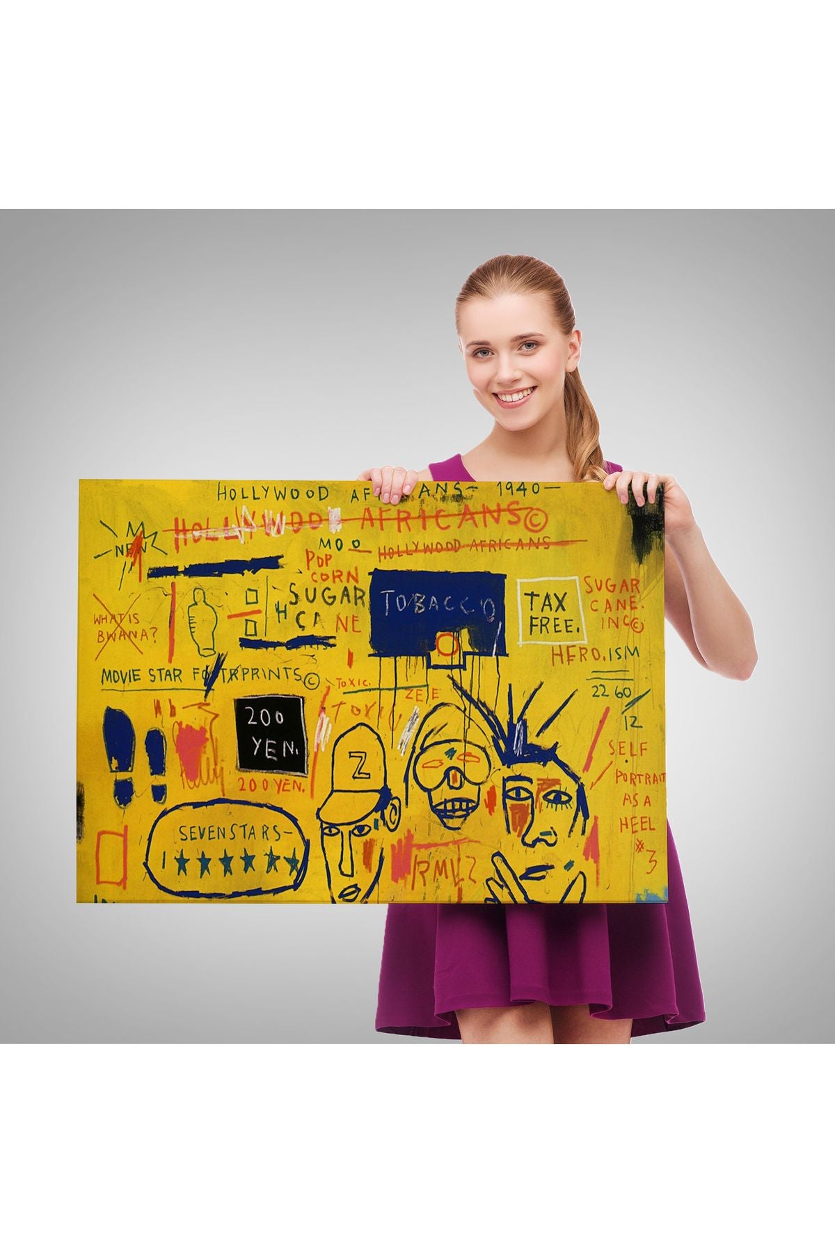 Jean Michel Basquiat, Hollywood Africans 1983 Kanvas Tablo-5058