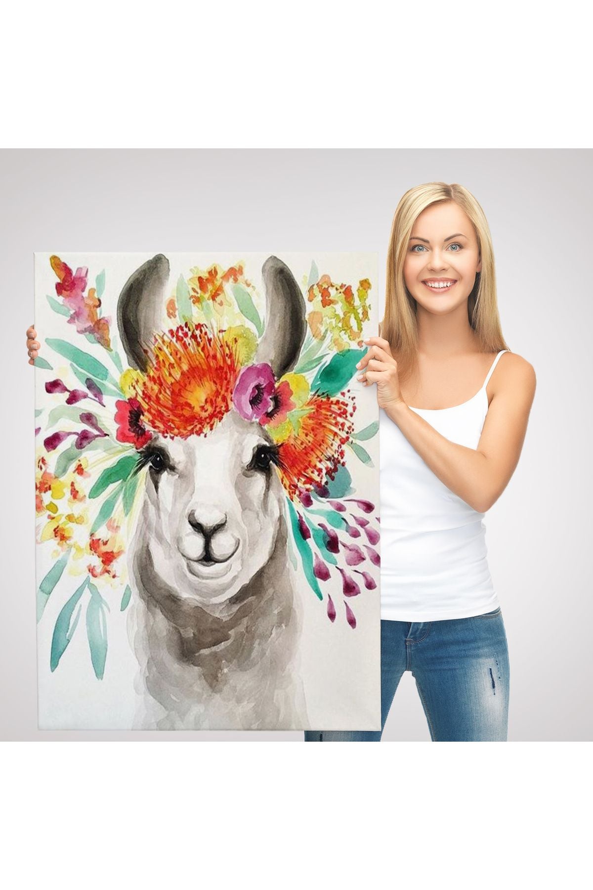 Bahar Laması Suluboya Görünümlü Duvar Tablosu-6348