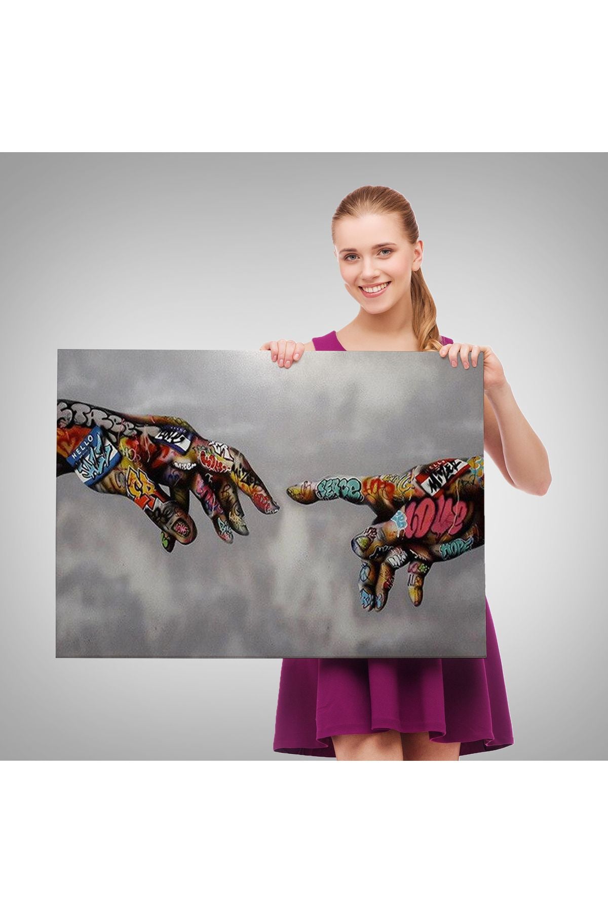 Tanrının Eli Tablo, Hıristiyanlara Hediye, İncil Severler, Banksy Graffiti Sanatı-5415