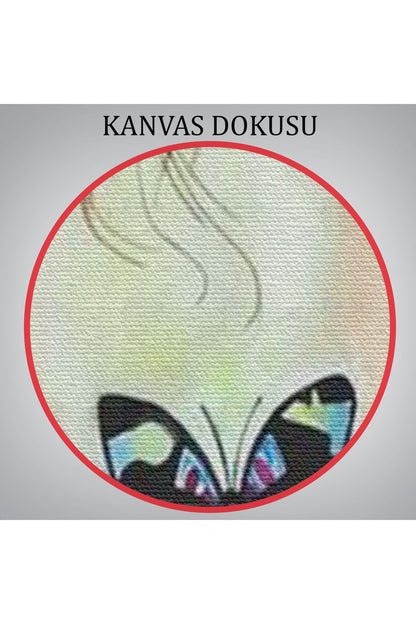 Kanvas Tablo, Duvar Dekoru, Güzel Kadın ve Kelebek Detayları 6330 BUNGKNV