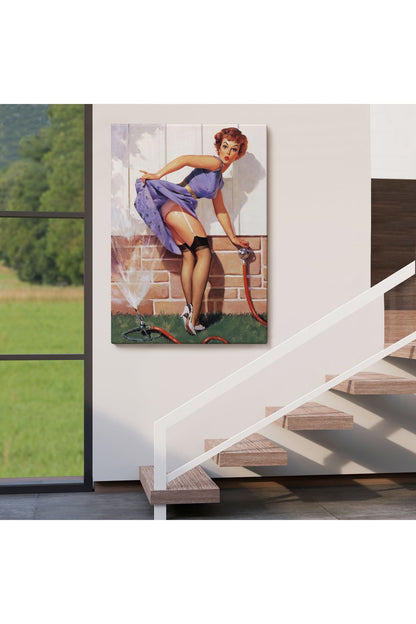 Tshp seri001 Bahçedeki Sexi Kadın Dekoratif Duvar Tablosu-6454