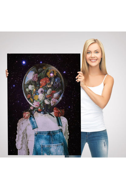 Çiçek Kafalı Kız Çocuğu Dekoratif Duvar Tablosu-6114