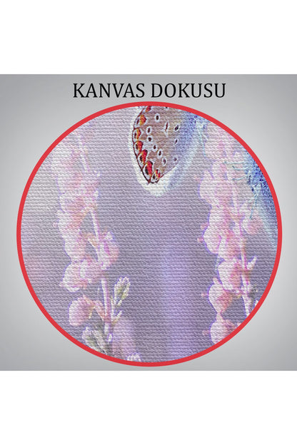 Dekoratif Kanvas Tablo-Lavanta Çiçeği ve Zarif Kelebekler Duvar Tablosu 3704