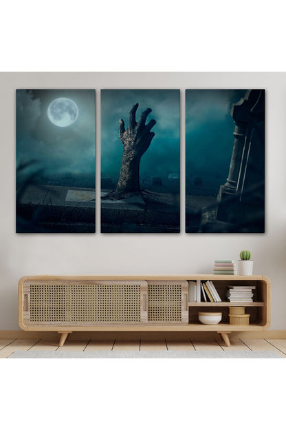 Mezarlık Dirilmiş El Cadılar Bayramı Mezardan Çıkan El Dekoratif Duvar Tablosu-5204