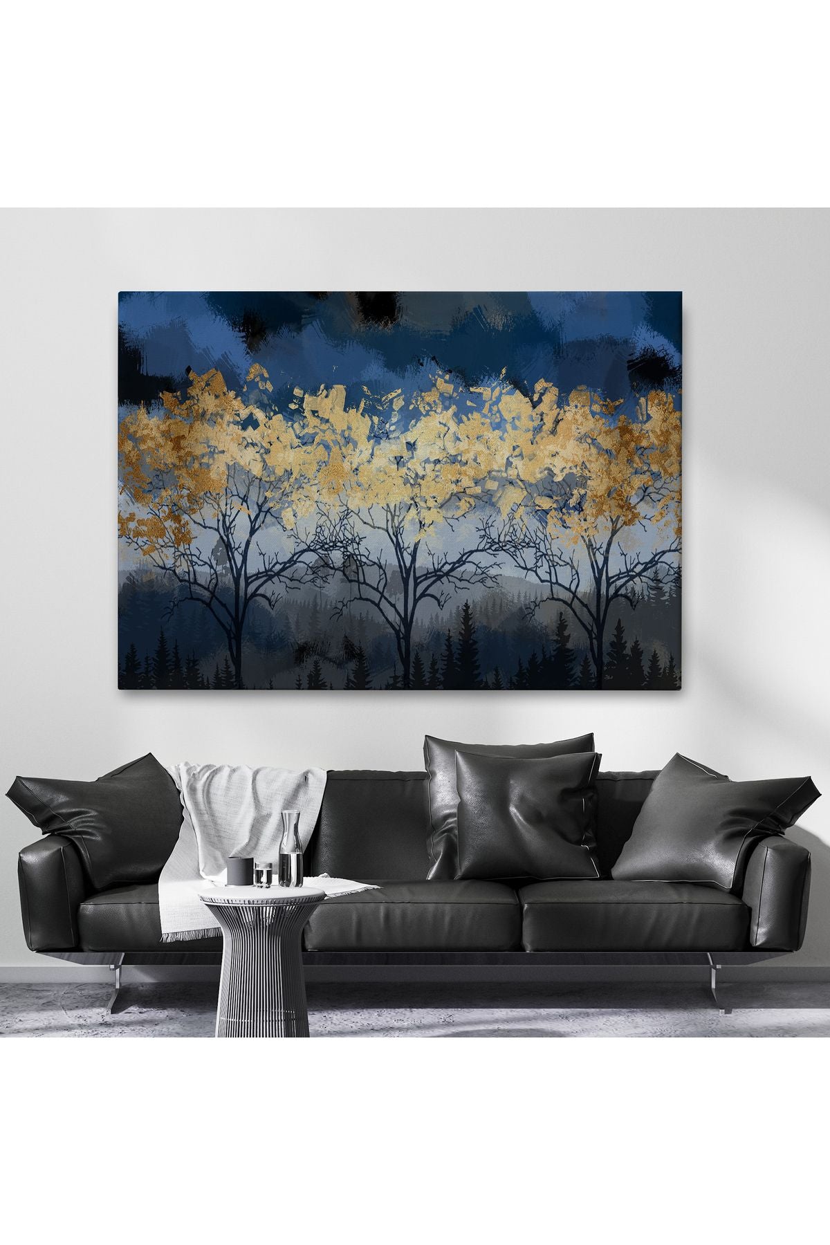 Geceyarısı Orman Manzarazı Yağlıboya Görünüm Dekoratif Tablo-3722