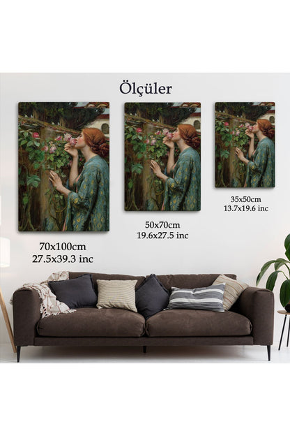 Gül Koklayan Güzel Helen Dekoratif Duvar Tablosu-6138