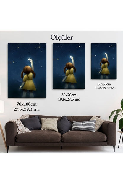 Yıldıza Ulaşan Kız Çocoğu Duvar Tablosu-5994