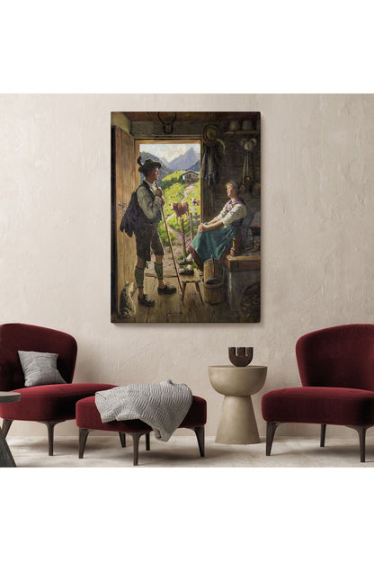 Isviçre Alplerindeki Aşıklar Dekoratif Duvar Tablosu-6164