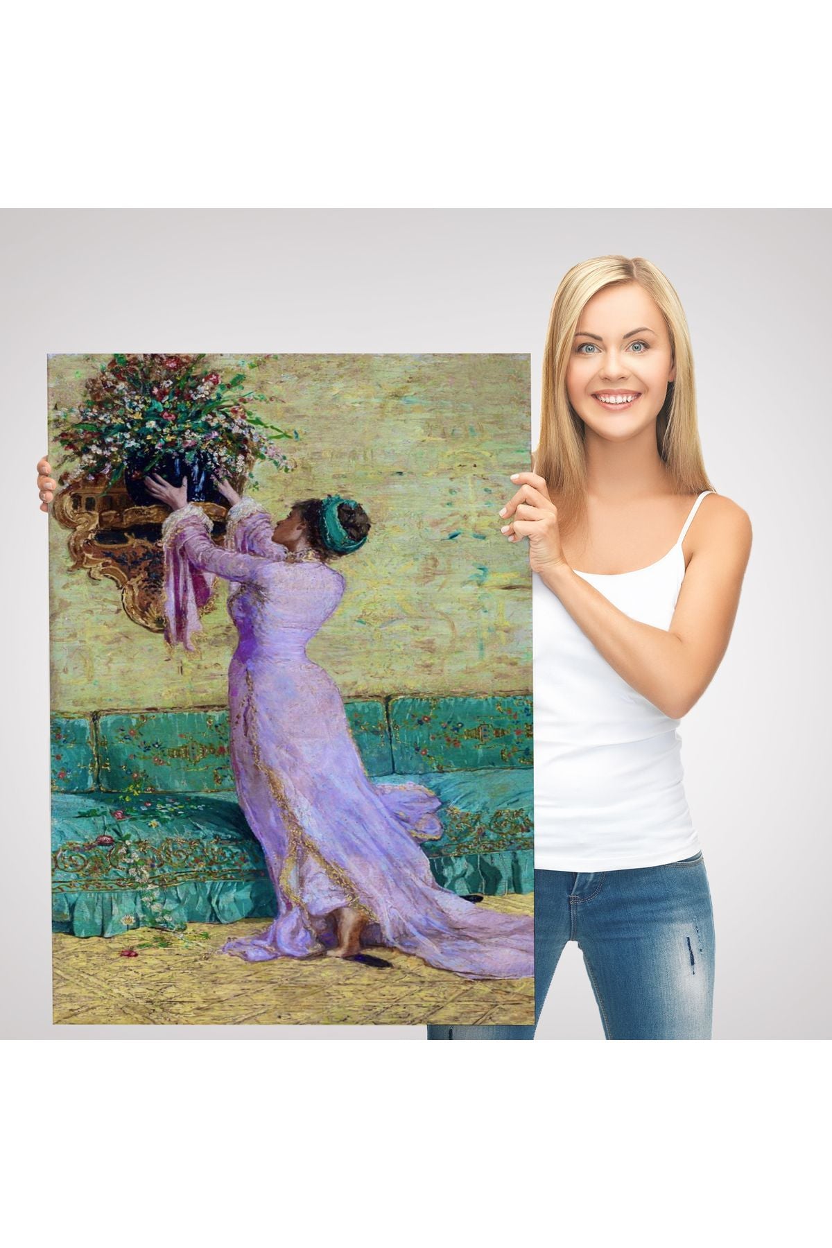 Vazo Yerleştiren Kız Osman Hamdi Bey Kanvas Tablo-5295