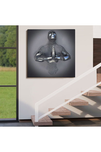 Aşk Sanatı, 3D Gri ve Gümüş Metalik Efektli Kanvas Tablo-5360