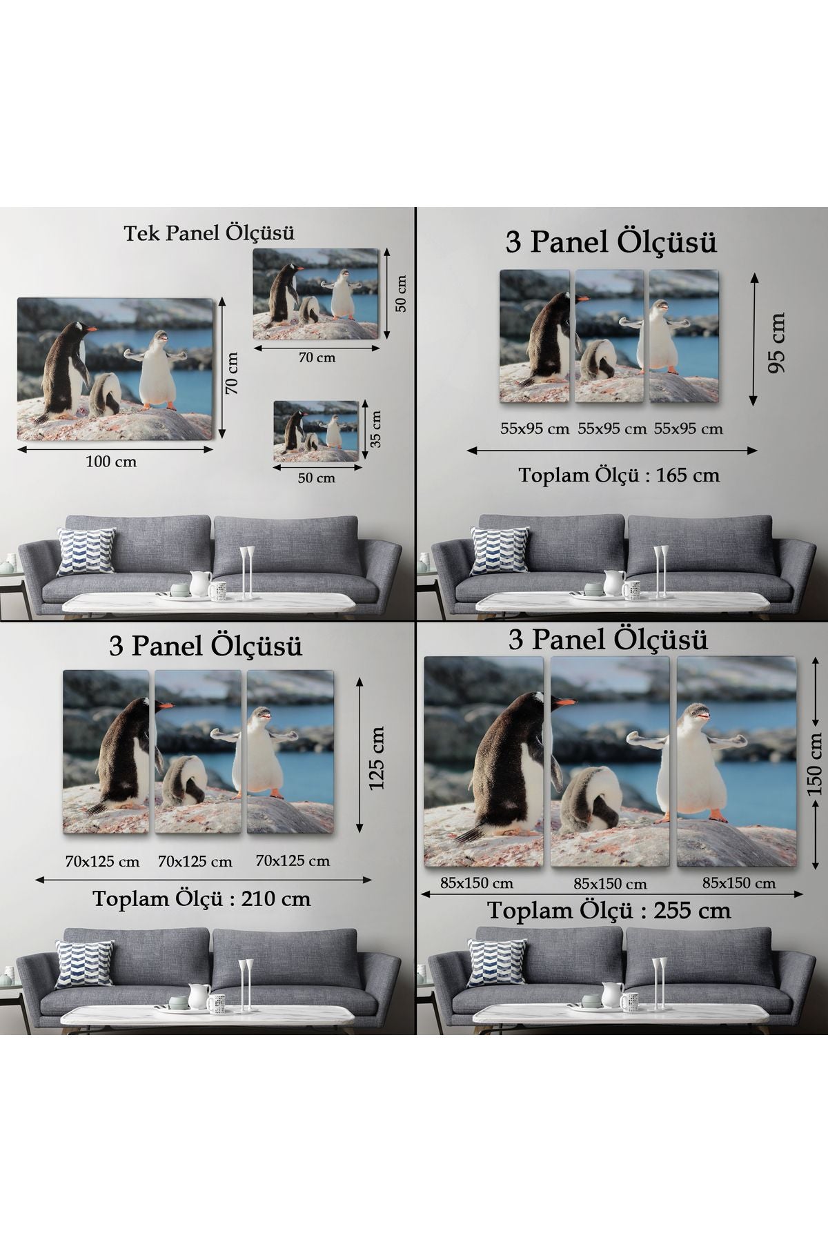 Mutlu Penguenler Dekoratif Kanvas Tablo 1172