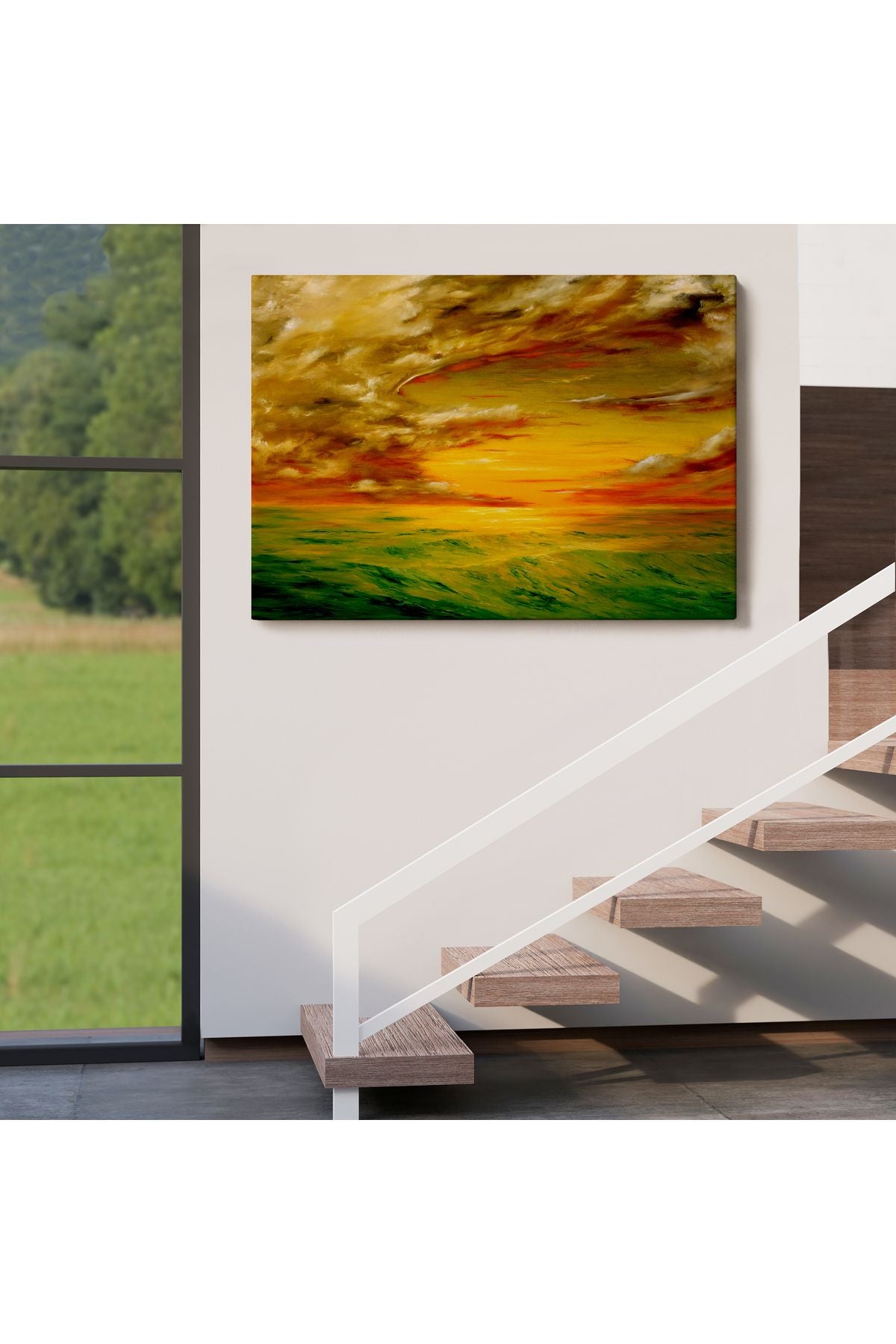 Deniz Manzarası Yağlıboya Görünüm Dekoratif Kanvas Duvar Tablosu-3762