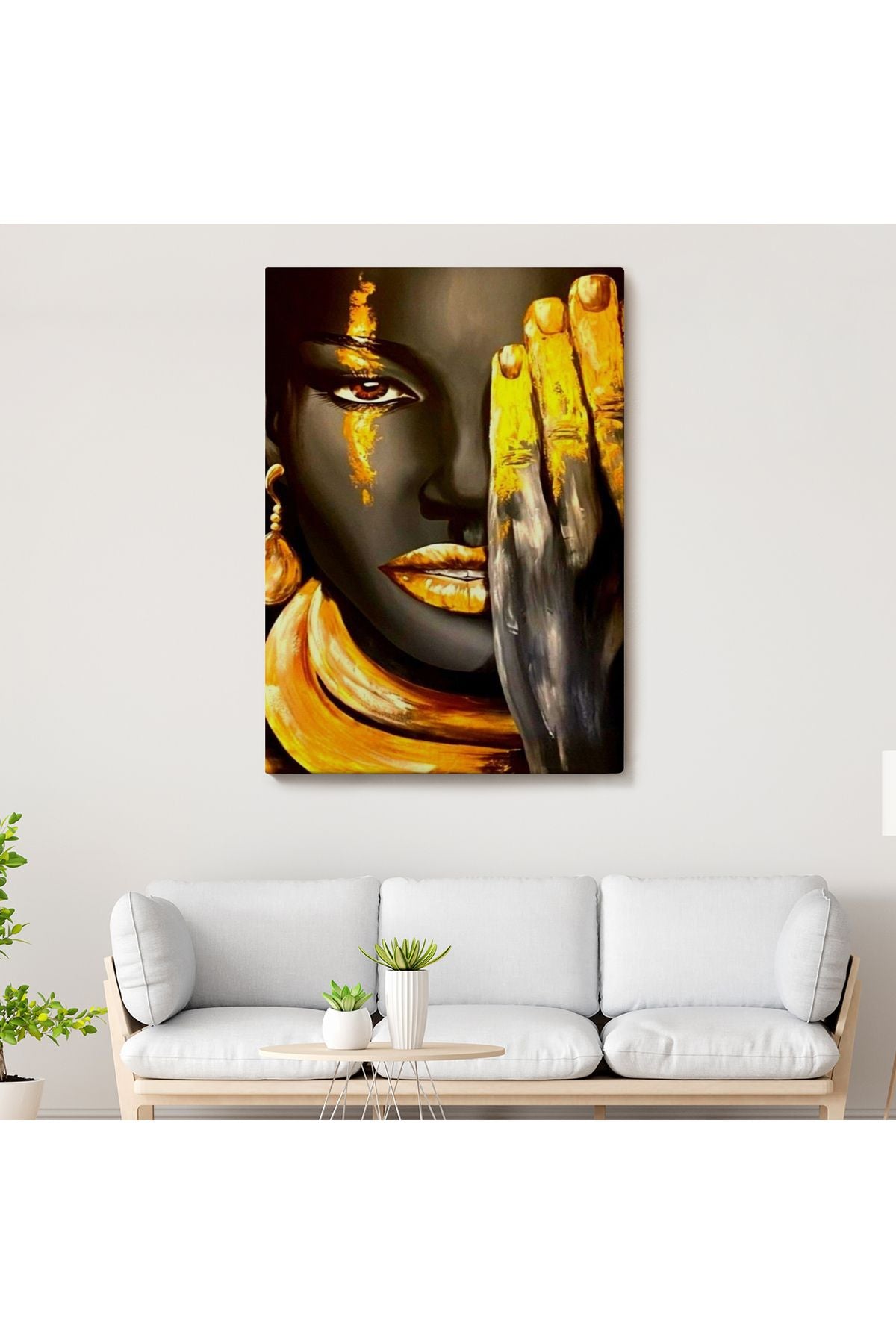 Siyah Kadın Baskılı Afrikalı Kadın Kanvas Duvar Tablosu-5264