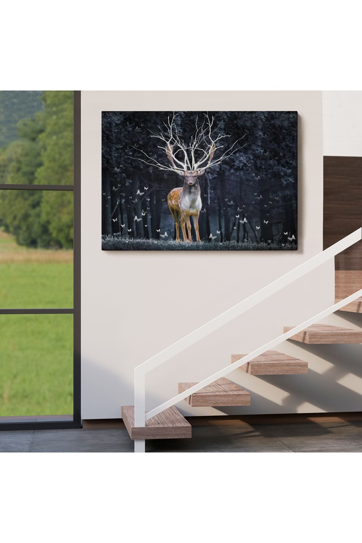 Özel Tasarım, Dekortif  BaskıOrmandaki Geyik Tablosu-6566