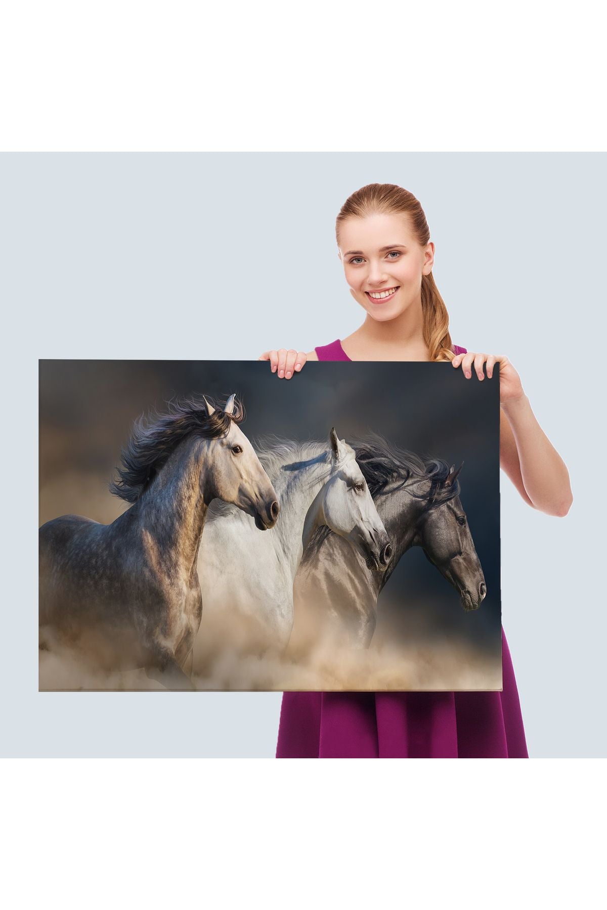 Koşan Atlar Dekoratif Kanvas Tablo -1129