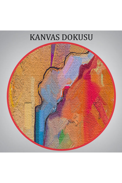 Fırça Darbeli Soyut Yağlıboya Görünüm Dekoratif Kanvas Duvar Tablosu-3582
