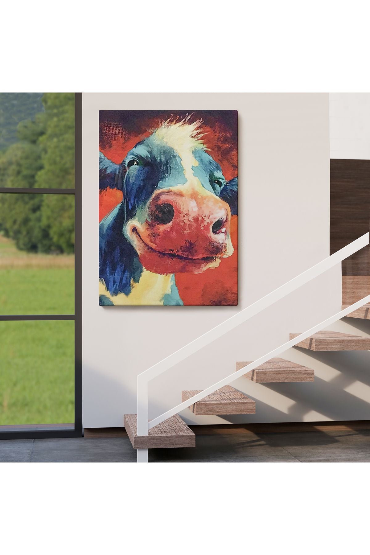 Komik İnek Portre Duvar Tablosu-6087
