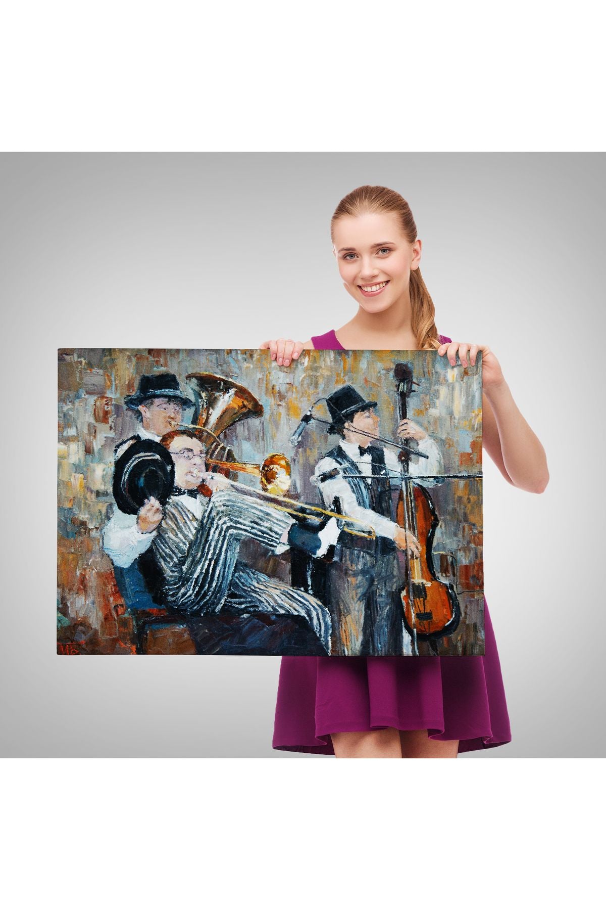 Özel Tasarım, Dekortif  BaskıMüzik Çalan Orkestra Dekoratif Duvar Tablosu-3743