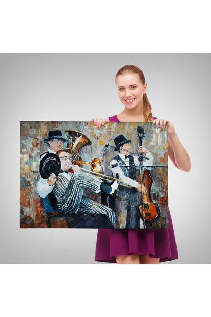 Özel Tasarım, Dekortif  BaskıMüzik Çalan Orkestra Dekoratif Duvar Tablosu-3743