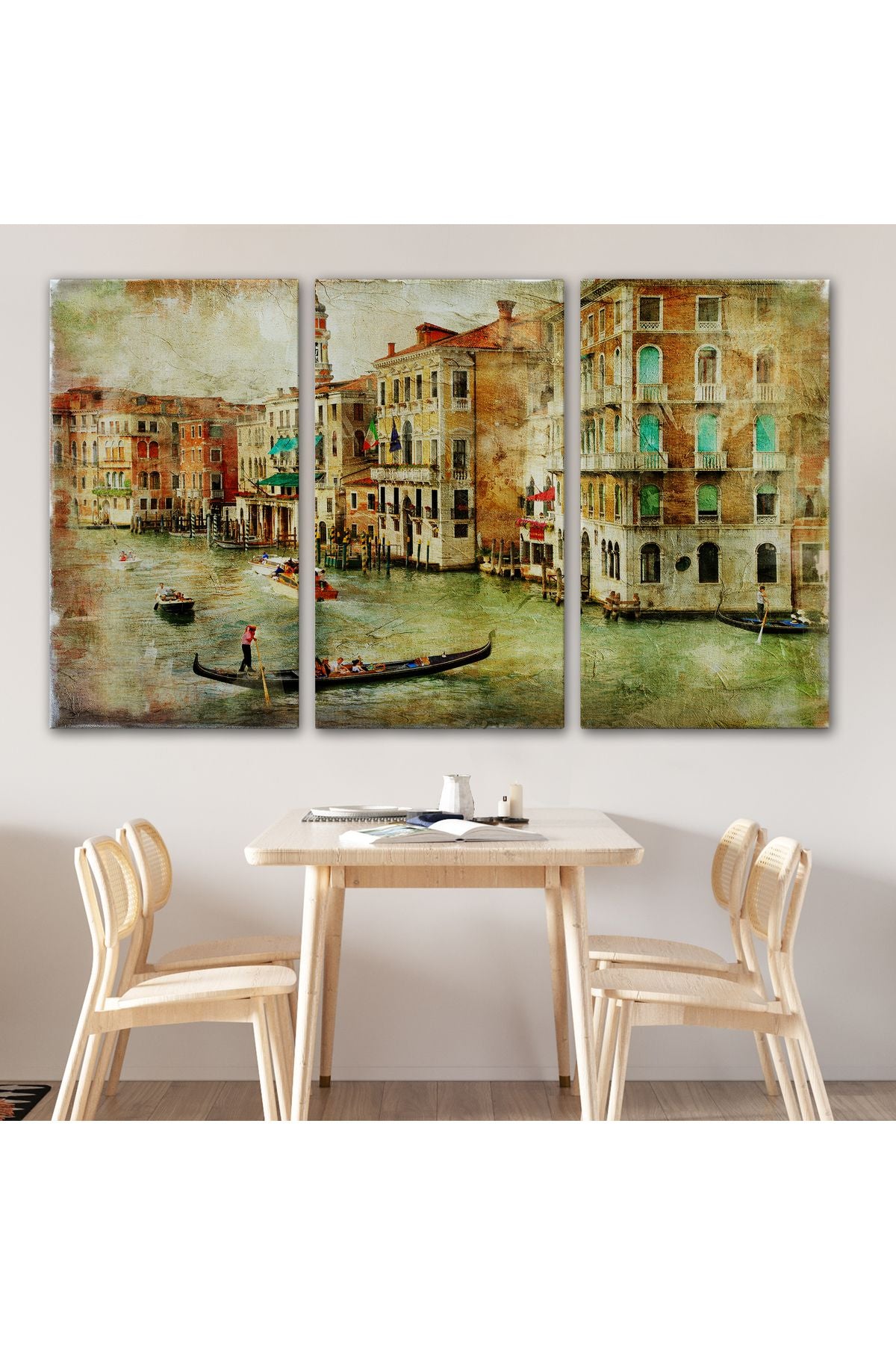 Venedik Kanalları Yağlıboya Çalışması Dekoratif Kanvas Duvar Tablosu-3428