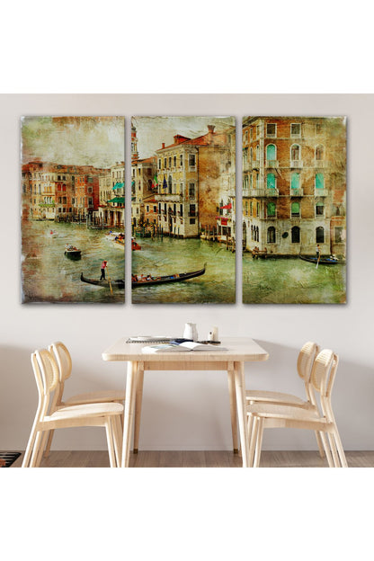 Venedik Kanalları Yağlıboya Çalışması Dekoratif Kanvas Duvar Tablosu-3428