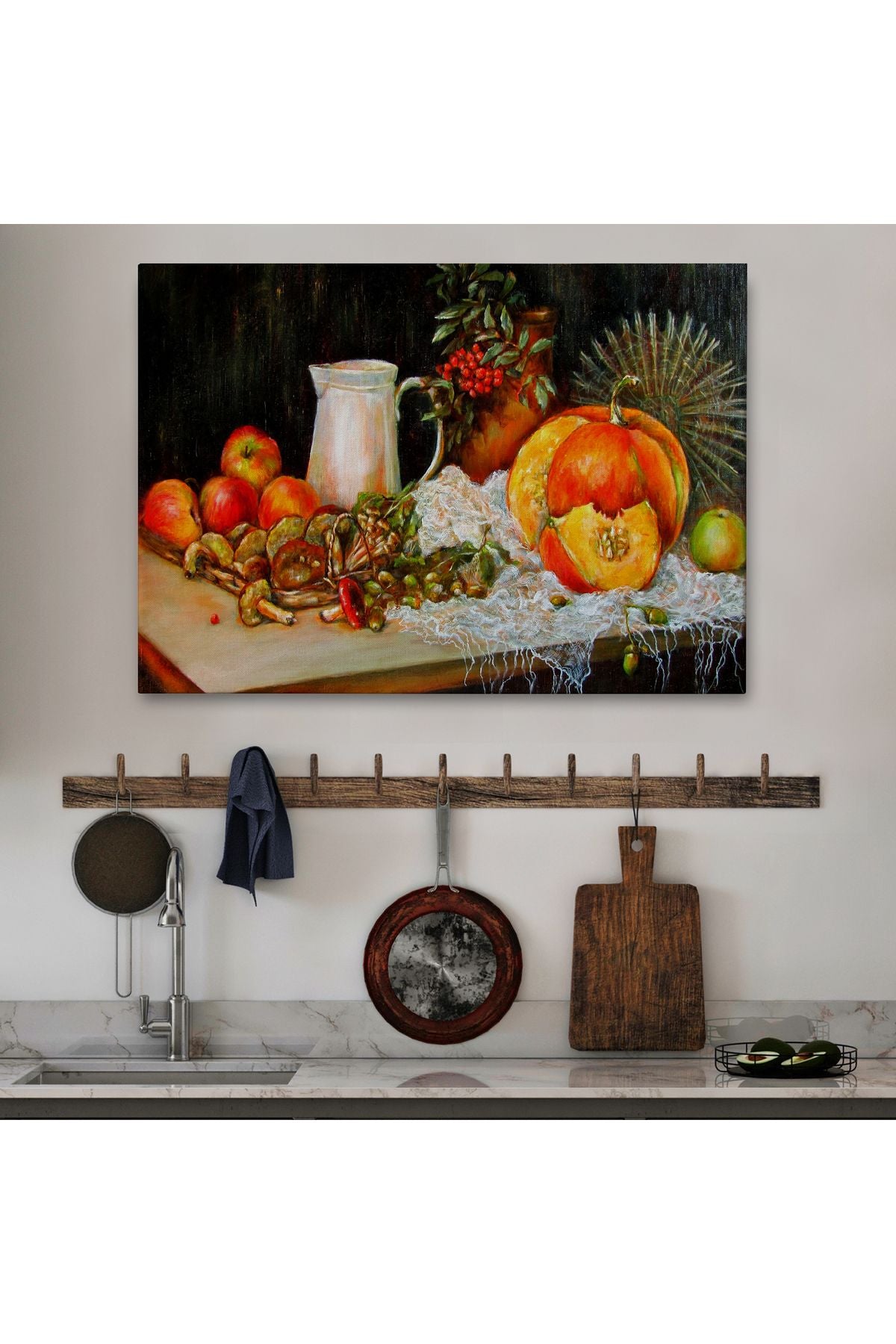 Masa Üstündaki Meyveler Yağlı Boya Görünümlü Tablo-1214