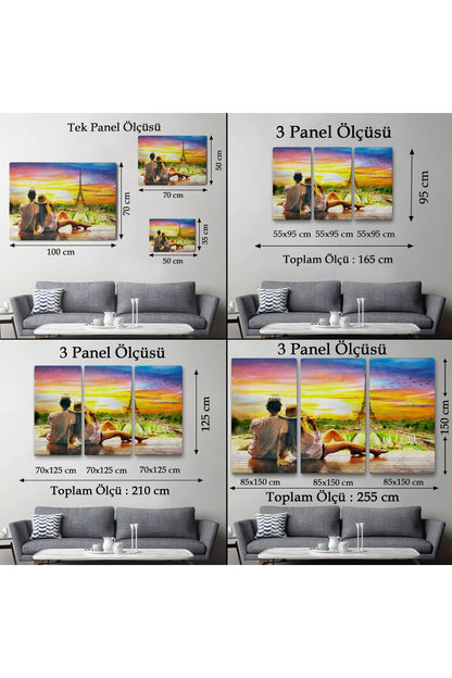 Paris Eyfel Kulesini Seyreden Romantik Çift Kanvas Tablo-3627