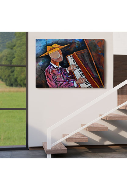 DB HG Piyano Çalan Sürreal Adam Duvar Tablosu-3599