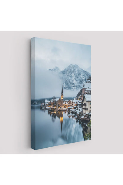 SZ KVS1-Dekoratif Duvar Tablosu-Hallstatt Manzarası Avusturya Kanvas Tablo 6028