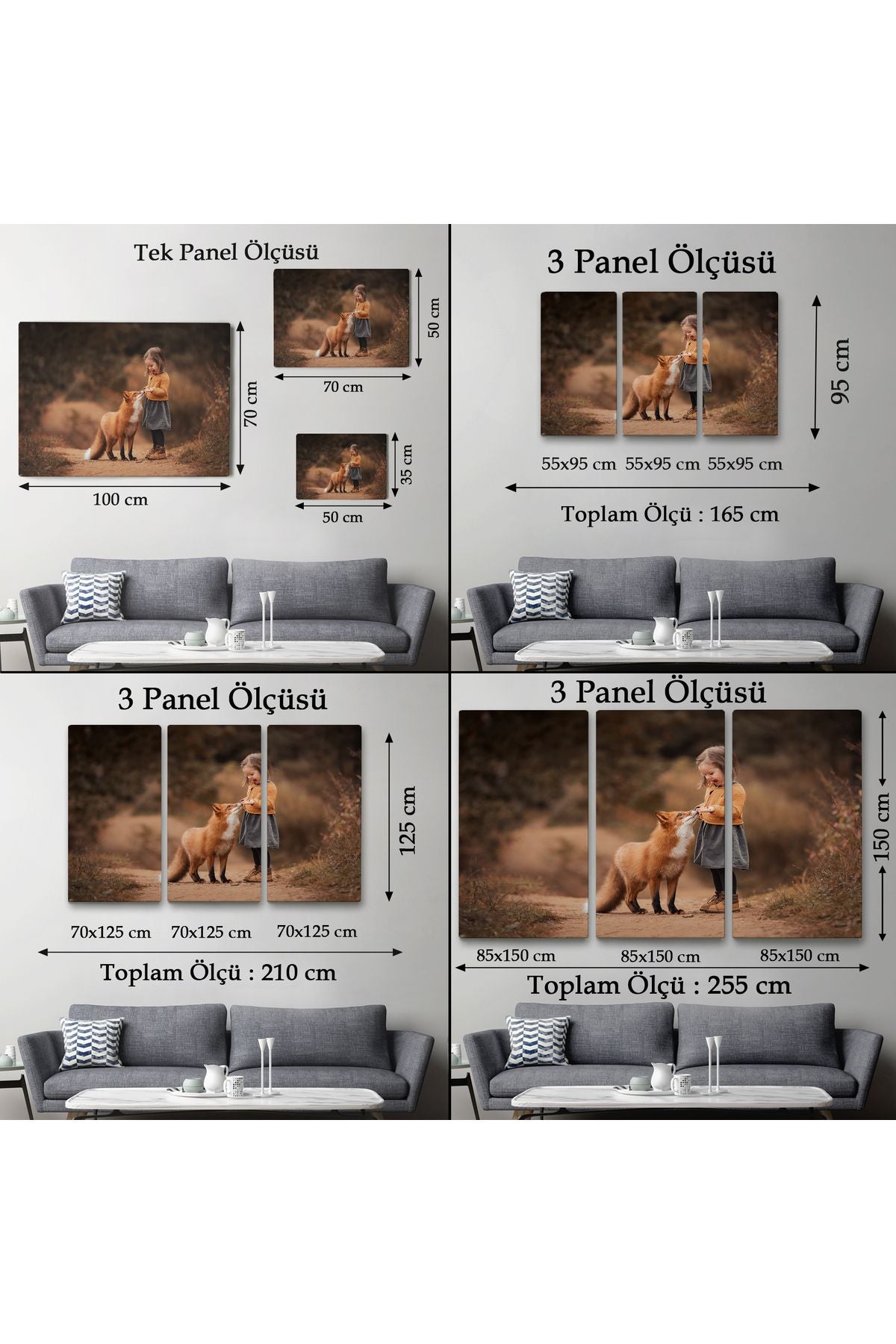 HG Küçük Kız ve Tilki Dekoratif Kanvas Tablo 1147