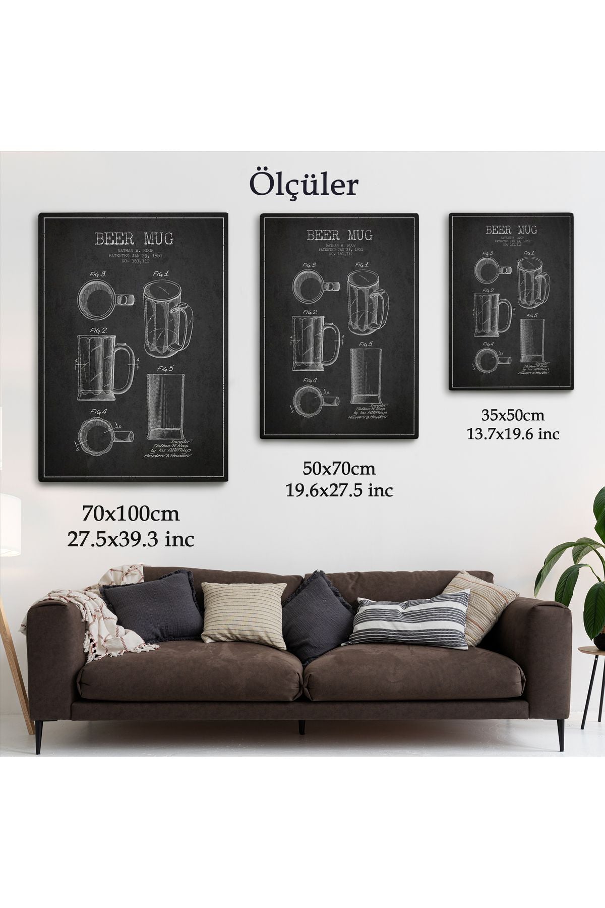 1951 tarihli Bira Bardağı Patent Çizimi Dekoratif Kanvas Duvar Tablosu-5213