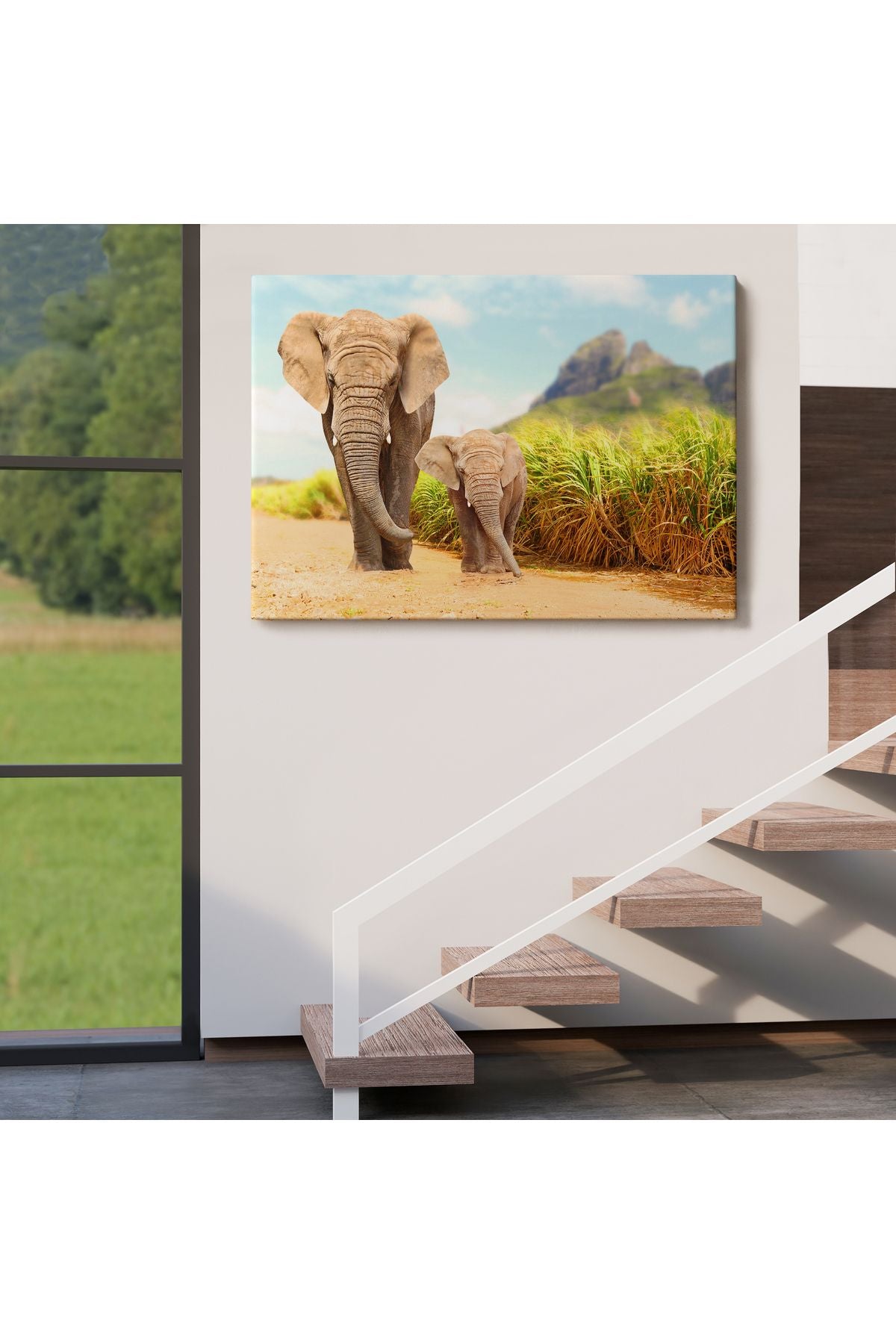 Fil ve Yavrusu Dekoratif Kanvas Tablo 1144
