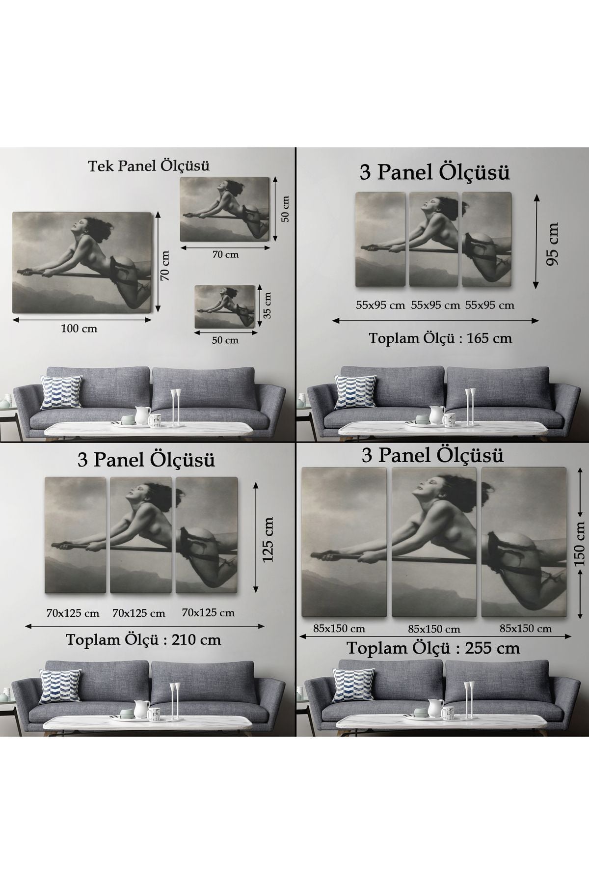 Süpürgeye Binen Çıplak Cadı Tablo, Cadılar Bayramı Gotik Tablo, William Mortensen-5395